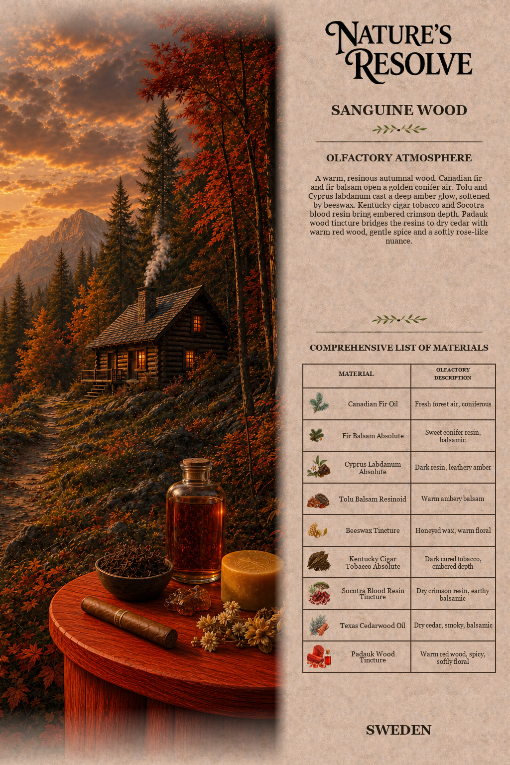 Sanguine Wood composition card